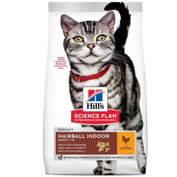 HILL`S Feline Adult Hairball Indoor Chicken - храна за намаляване на косменните топки
