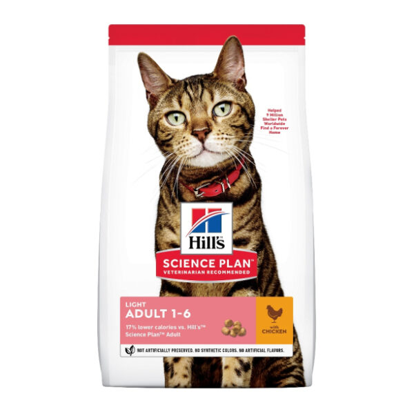 HILL`S Feline Adult Light Chicken -  Нискокалорийна храна за котки от 1 до 7 г