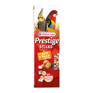 Prestige Sticks Big Parakeets with Nuts & Raisin topping – лакомство за средни папагали – стикове с топинг от ядки и стафиди 2x70гр