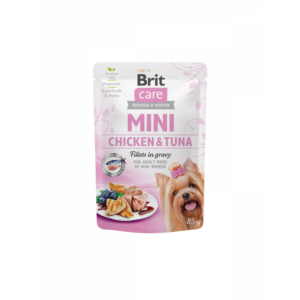 BRIT CARE MINI POUCH ADULT CHICKEN & TUNA 85гр - за израснали кучета от дребни породи с пиле и риба тон