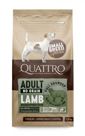 QUATTRO ADULT LAMB суха храна за дребни породи кучета с агне 1.500кг
