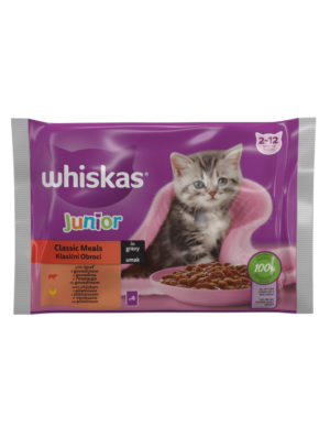 Whiskas Pouch Classic Meals Junior– Паучове за Малки Котенца Микс Меса Мултипак 4x85гр