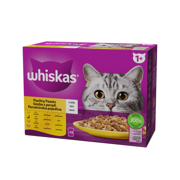 Whiskas Pouch Poultry Feasts – Мултипак пауч за котки с птичи меса 12х85гр