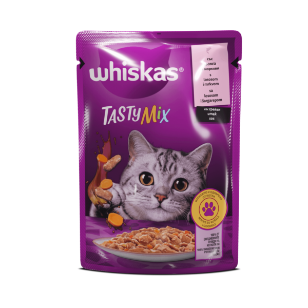 Whiskas Tasty Mix Pouch - Пауч за котка със Сьомга и Морков 85гр