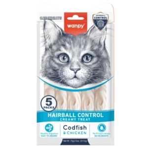 Wanpy Cat Hairball Control кремообразно лакомство за котки срещу топки косми 5х14 г