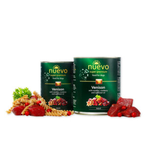 Nuevo Adult Dog Venison with noodles & cowberry - консерва за израснали кучета с елен, паста и боровинки 400гр