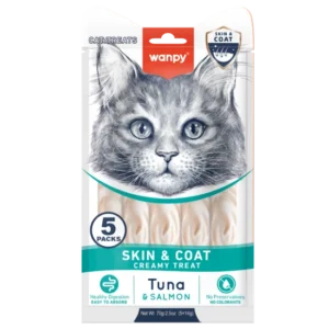 Wanpy Cat Skin&Coat кремообразно лакомство за котки за лъскава козина 5х14 г