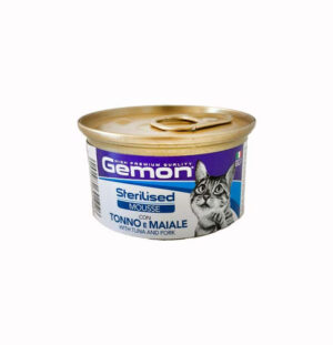 GEMON Sterilised Cat Mousse with Tuna & Pork  - МУС за кастрирани котки с риба тон и свинско 85гр