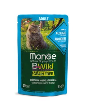 Monge Cat BWild Anchovies - Пауч за котка с аншоа 85г