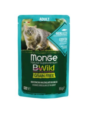 Monge Cat BWild Cod Fish - Пауч за котка с риба треска 85г