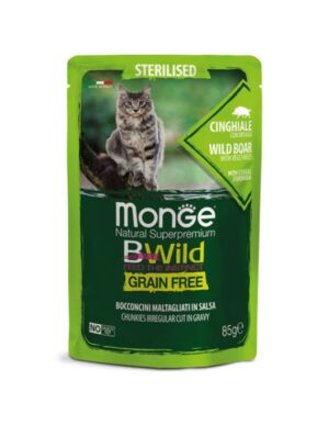 Monge Cat BWild Sterilised Boar - Пауч за кастрирани котки с глиган 85г