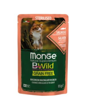 Monge Cat BWild Sterilised Salmon - Пауч за кастрирани котки със сьомга 85г