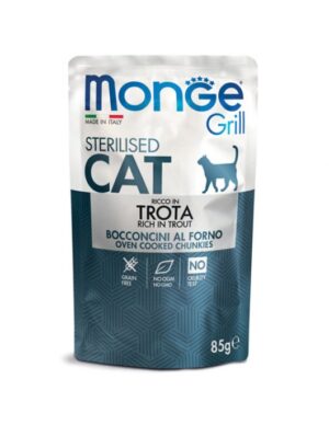 Monge Cat Grill Sterilised Trout- Пауч за кастрирани котки с пъстърва 85г